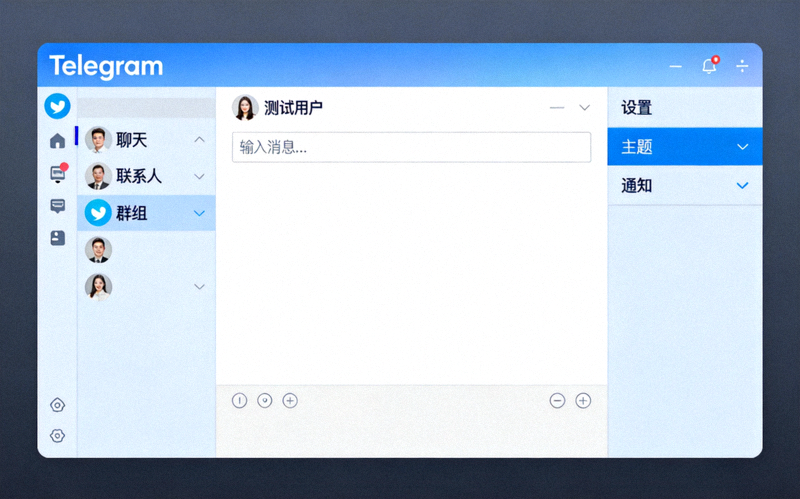 成功汉化后的 Telegram Desktop 完整简体中文界面截图