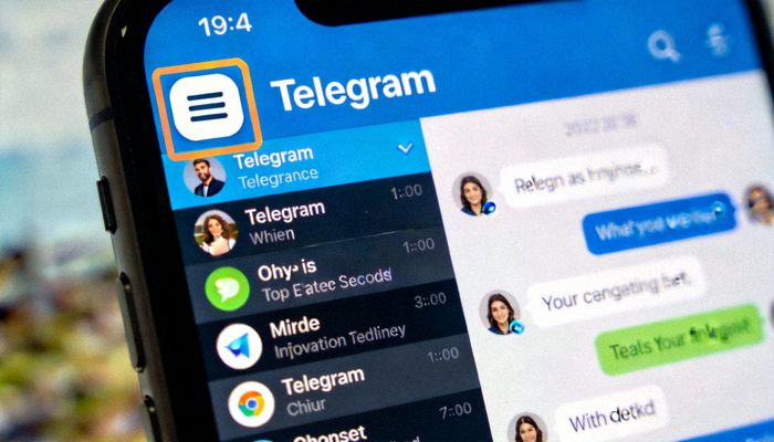 Telegram 主界面左上角设置菜单位置高亮显示截图