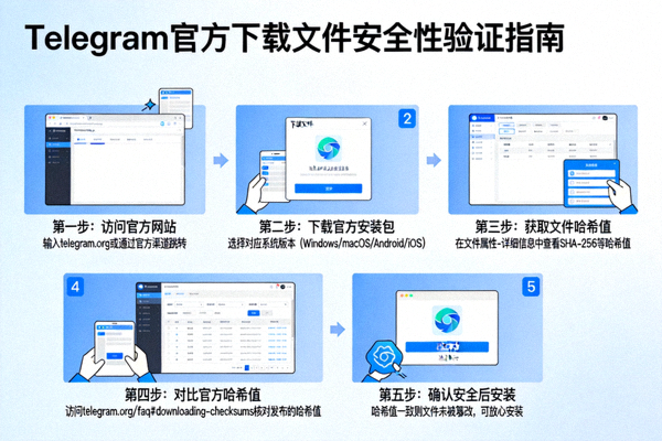 展示如何验证Telegram官方下载文件安全性的示意图